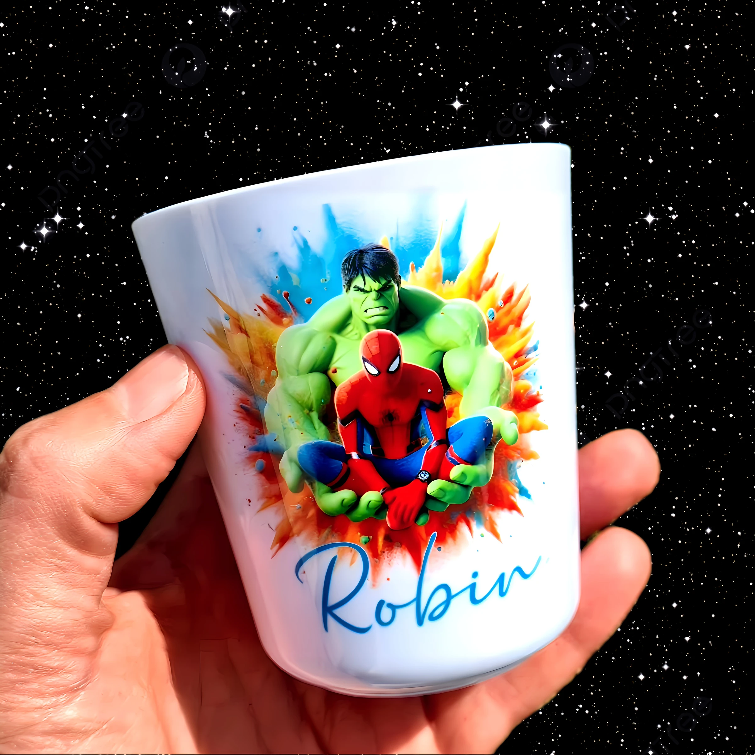 verre gobelet personnalisé hulk et spiderman